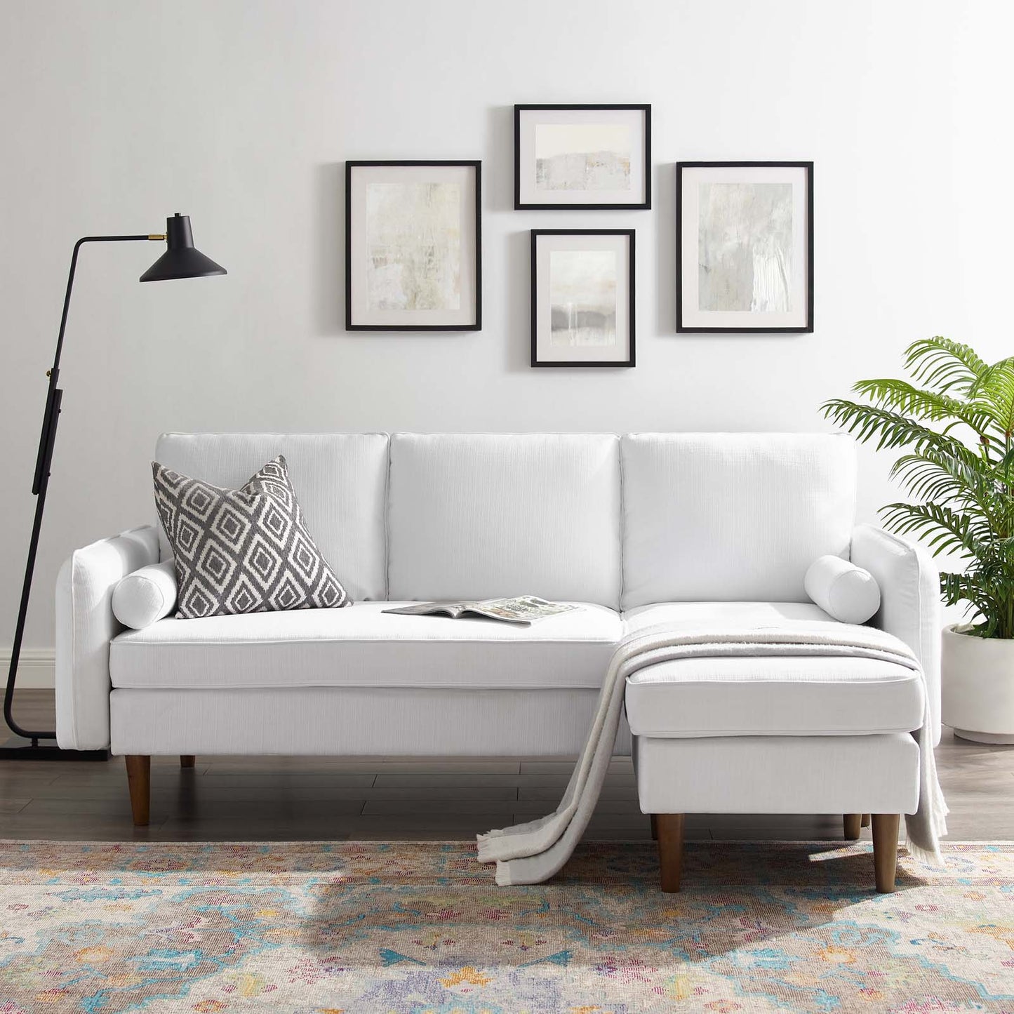 Revive Upholstered Right or Left Sectional Sofa, Fabric, White, 18628