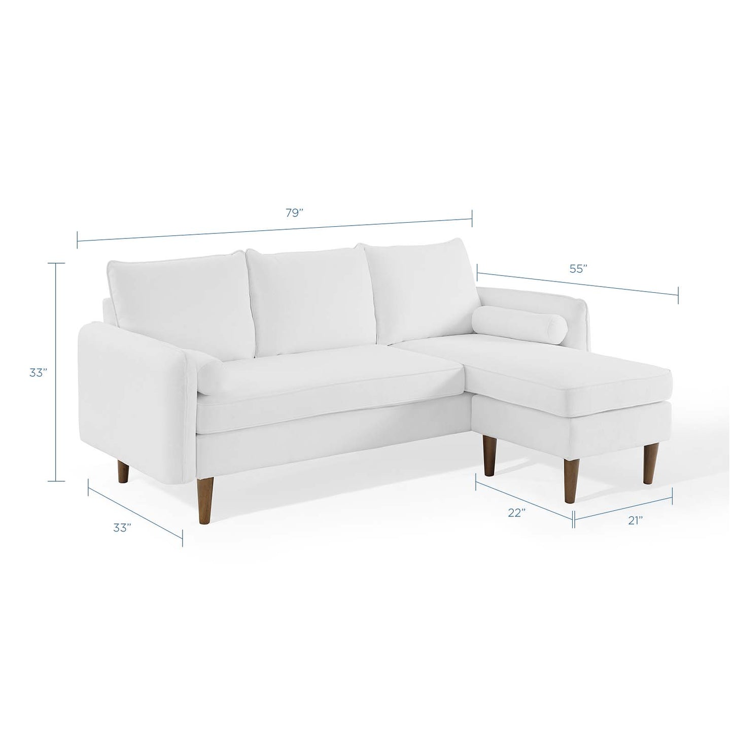 Revive Upholstered Right or Left Sectional Sofa, Fabric, White, 18628