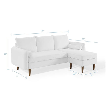 Revive Upholstered Right or Left Sectional Sofa, Fabric, White, 18628