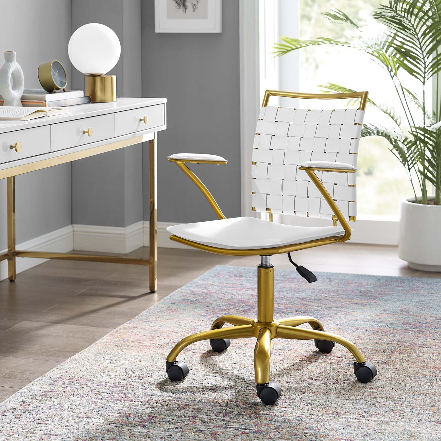 Fuse Faux Leather Office Chair, Faux Leather, White, 18632