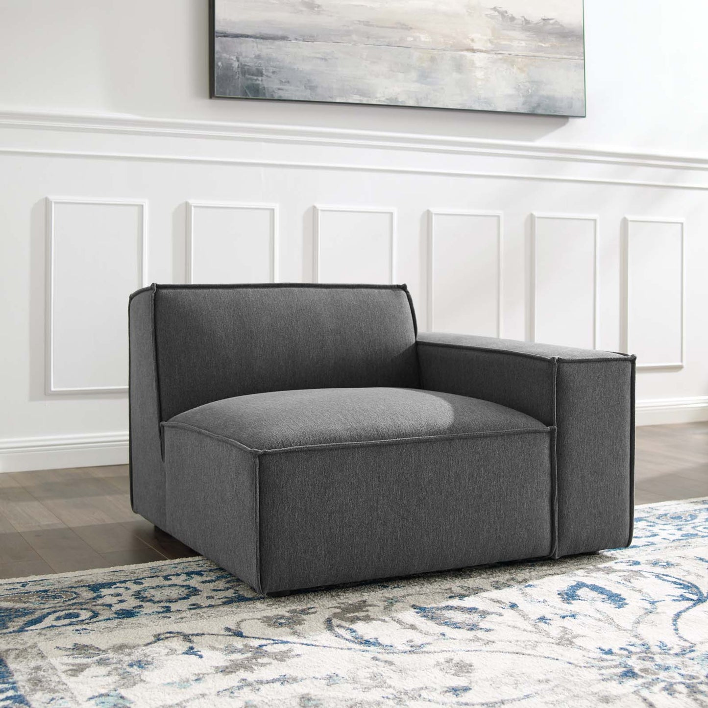 Restore Left-Arm Sectional Sofa Chair, Fabric, Dark Grey Gray, 18635