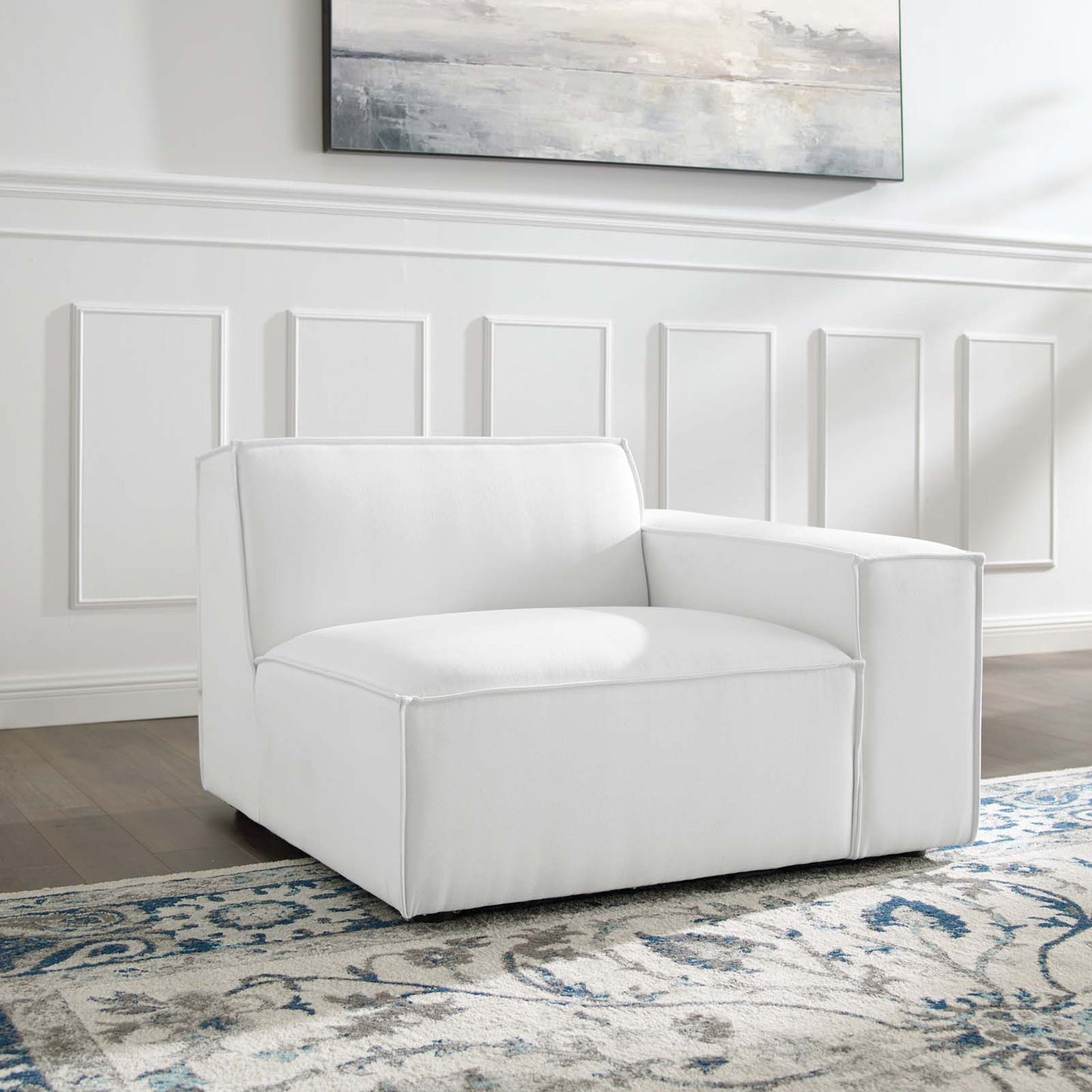 Restore Left-Arm Sectional Sofa Chair, Fabric, White, 18636