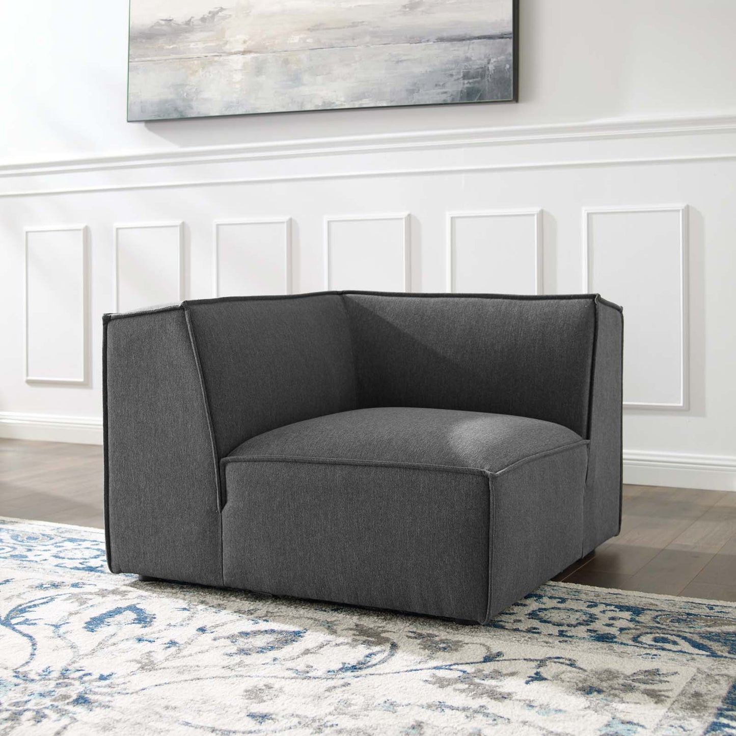 Restore Sectional Sofa Corner Chair, Fabric, Dark Grey Gray, 18637