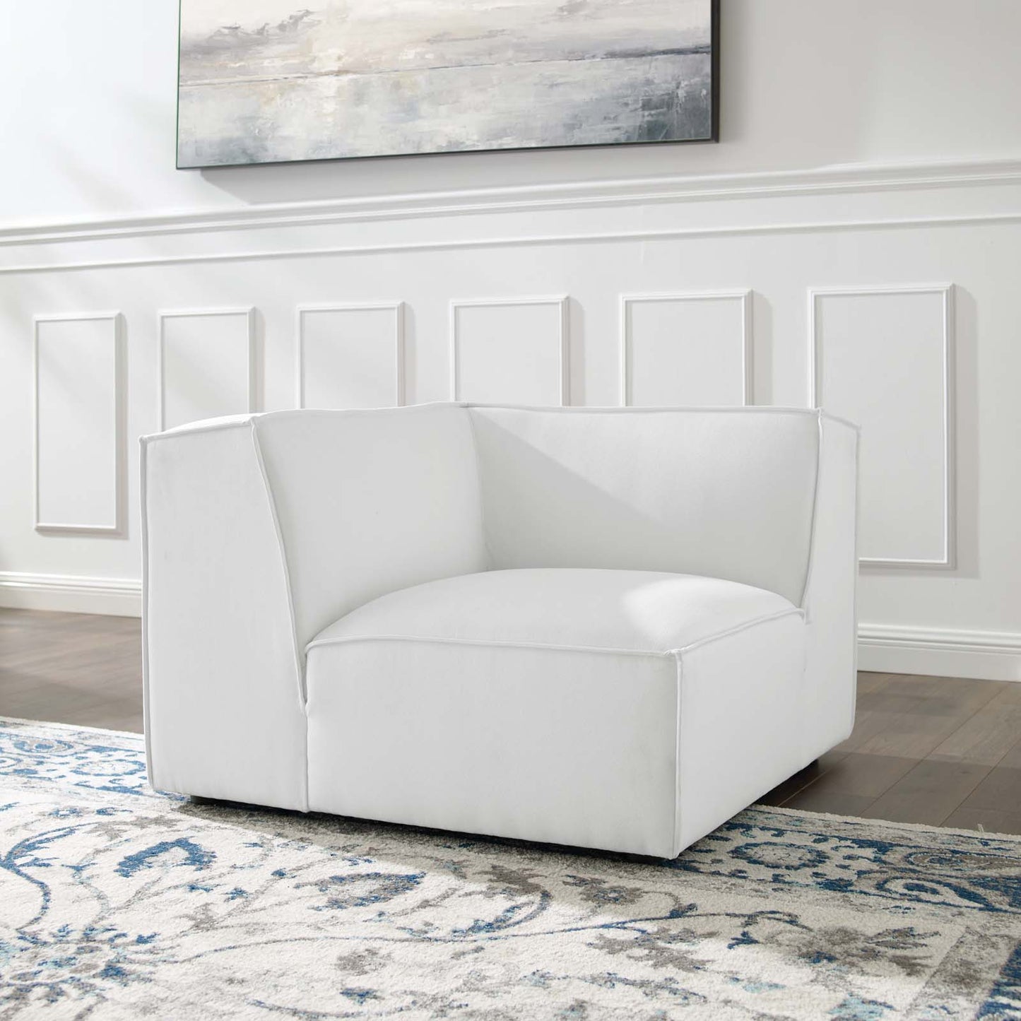Restore Sectional Sofa Corner Chair, Fabric, White, 18638