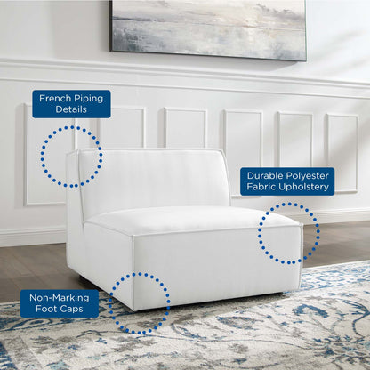 Restore Sectional Sofa Armless Chair, Fabric, White, 18640