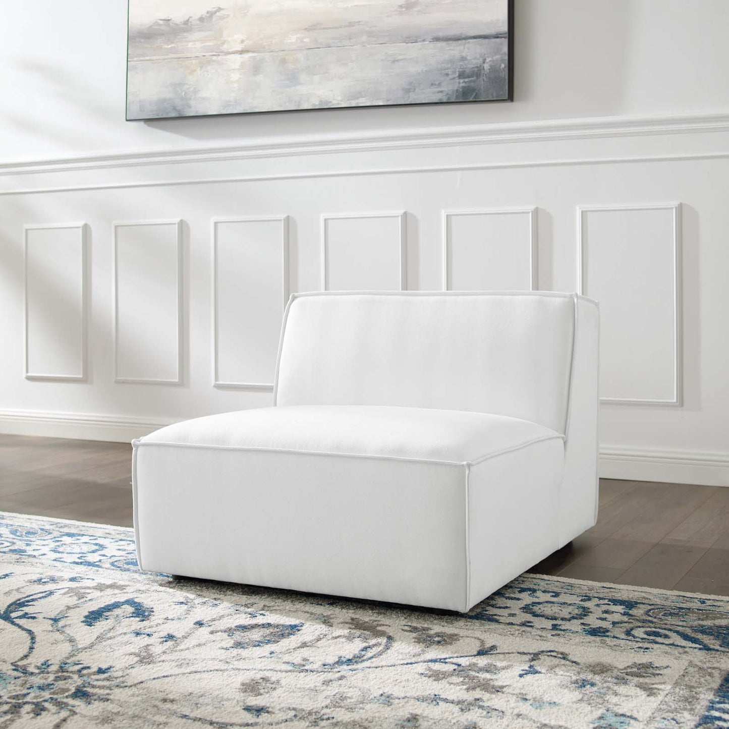 Restore Sectional Sofa Armless Chair, Fabric, White, 18640