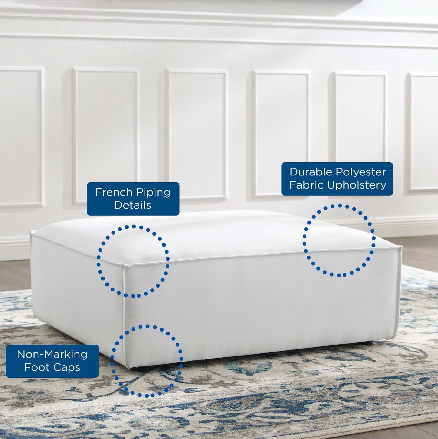 Restore Ottoman, Fabric, White, 18642