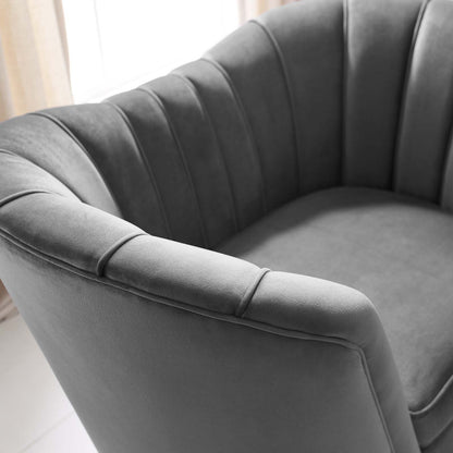 Opportunity Performance Velvet Armchair, Velvet, Grey Gray, 18643