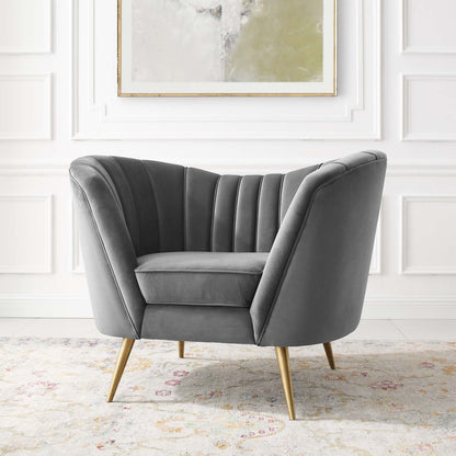 Opportunity Performance Velvet Armchair, Velvet, Grey Gray, 18643