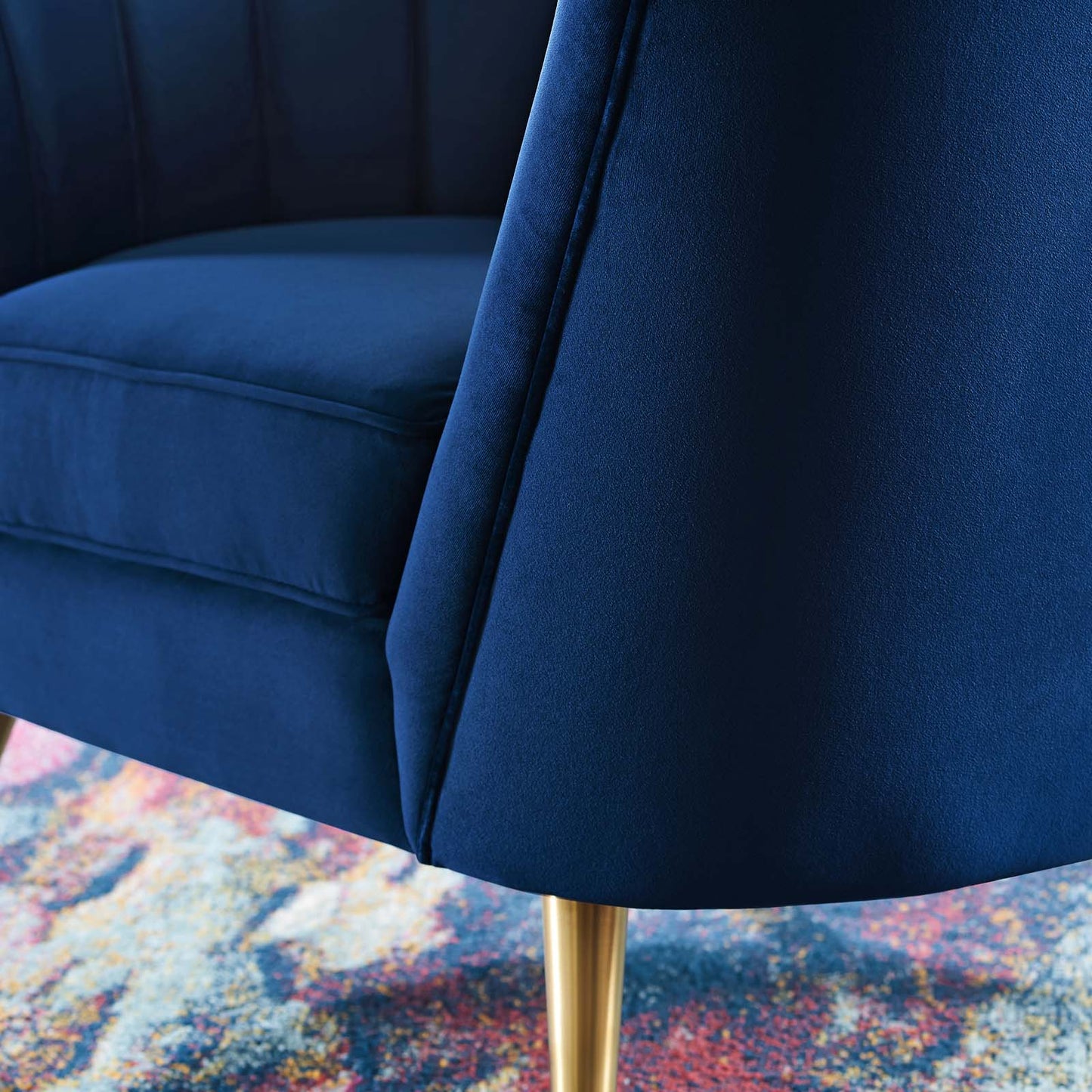 Opportunity Performance Velvet Armchair, Velvet, Blue Navy, 18644