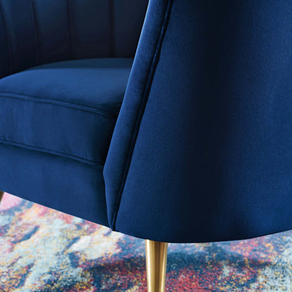 Opportunity Performance Velvet Armchair, Velvet, Blue Navy, 18644