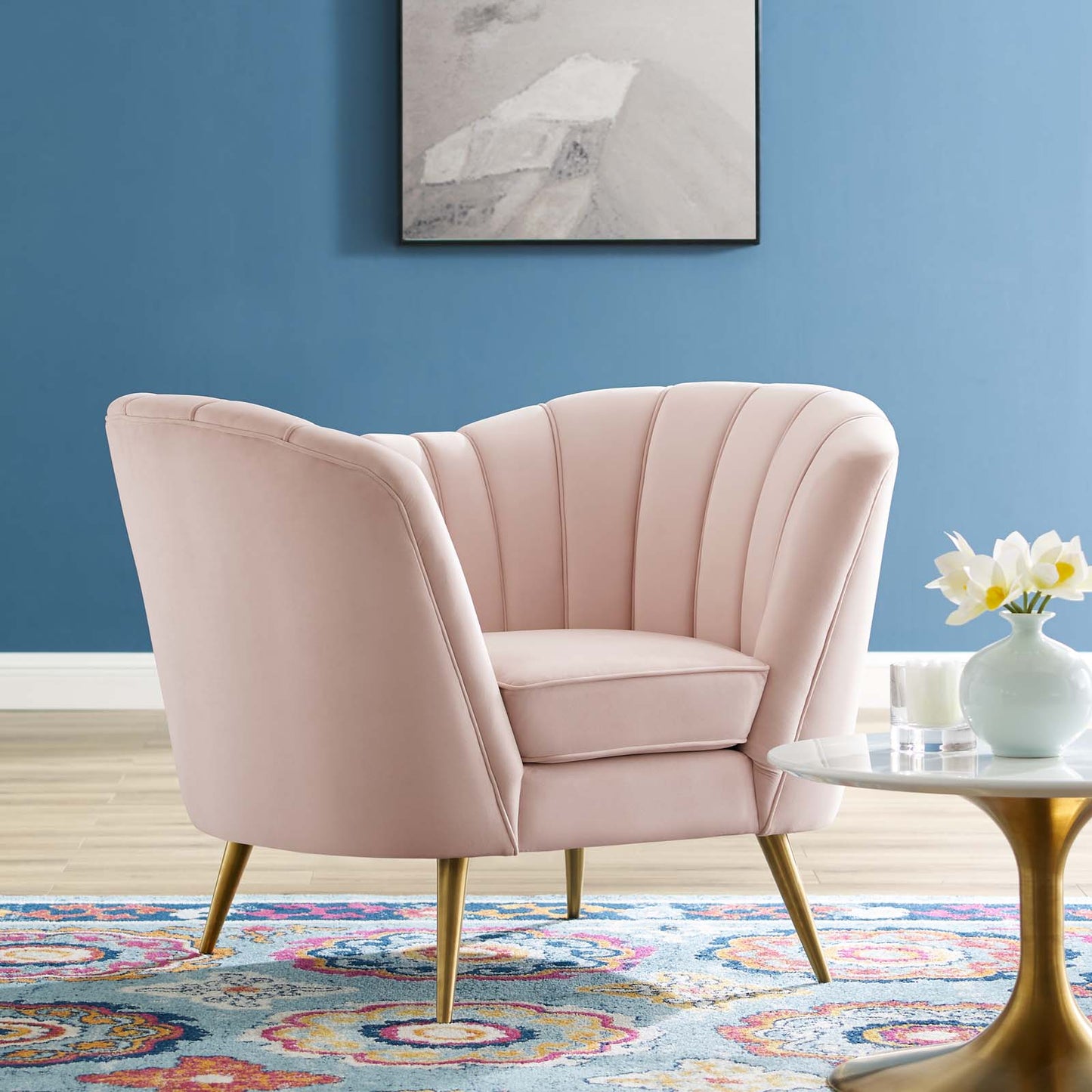 Opportunity Performance Velvet Armchair, Velvet, Pink, 18645