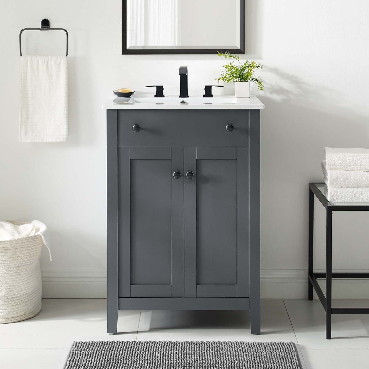 Nantucket 24" Bathroom Vanity Cabinet (Sink Basin Not Included), Wood, Grey Gray, 18646