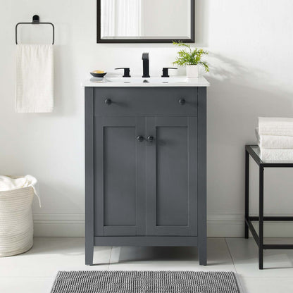 Nantucket 24" Bathroom Vanity Cabinet (Sink Basin Not Included), Wood, Grey Gray, 18646