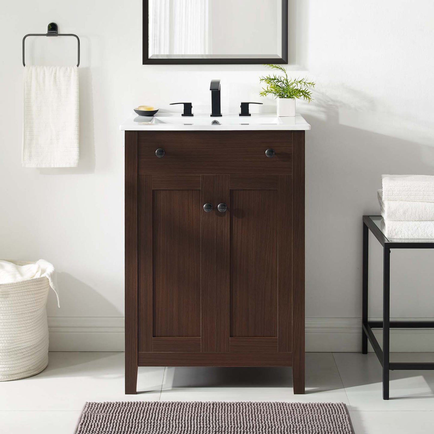 Nantucket 24" Bathroom Vanity Cabinet (Sink Basin Not Included), Wood, Brown Walnut, 18648
