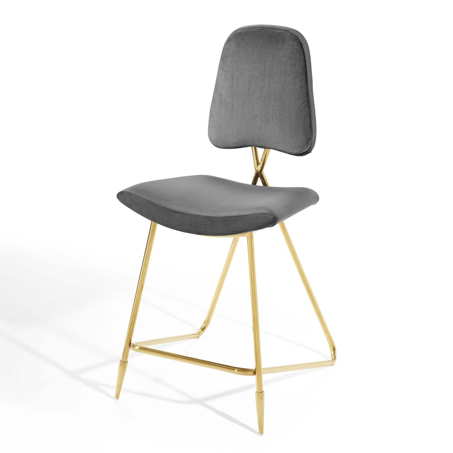 Ponder Performance Velvet Counter Stool, Velvet, Metal Steel, Grey Gray, 18650