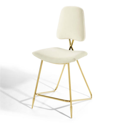 Ponder Performance Velvet Counter Stool, Velvet, Metal Steel, Ivory White, 18651