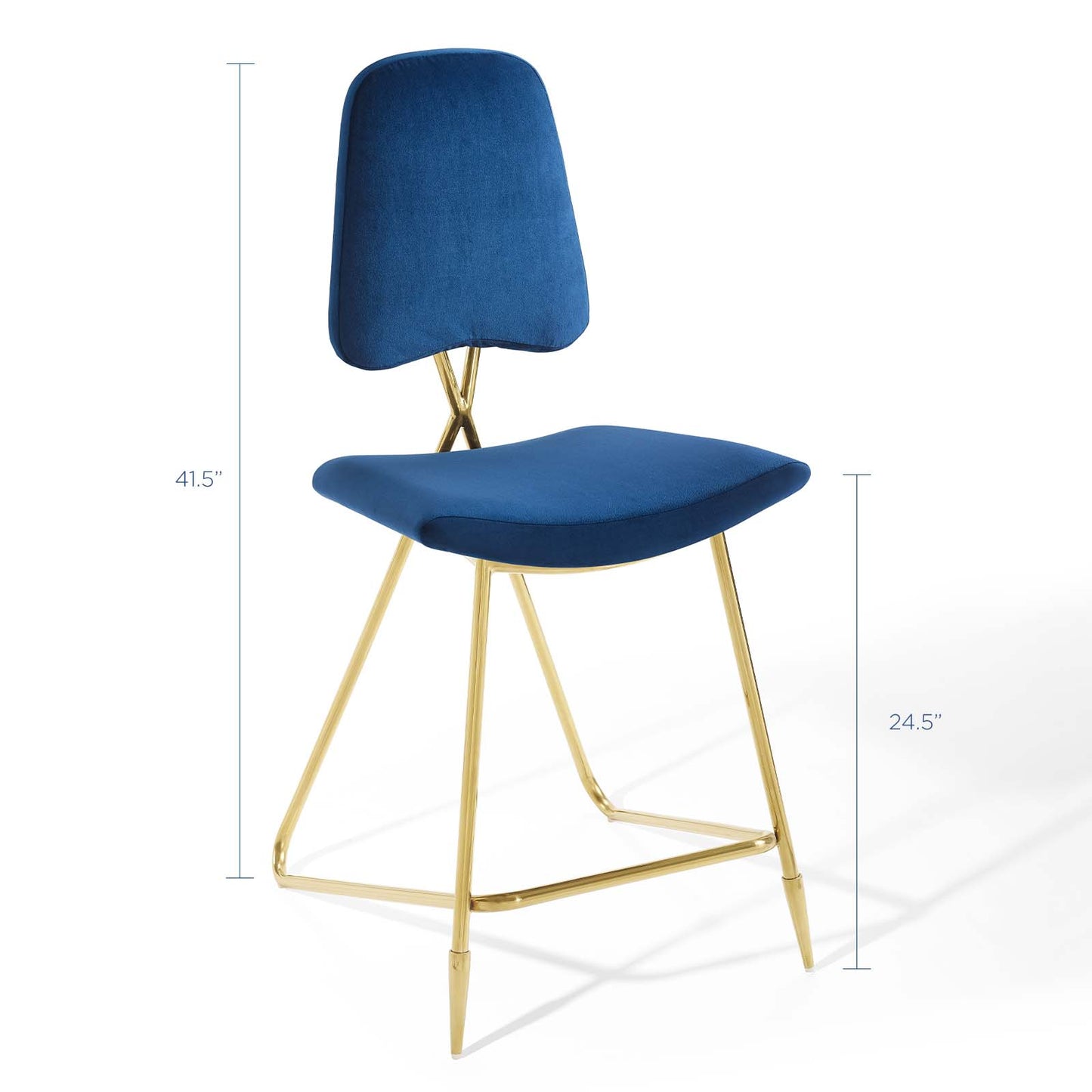 Ponder Performance Velvet Counter Stool, Velvet, Metal Steel, Blue Navy, 18652