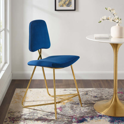 Ponder Performance Velvet Counter Stool, Velvet, Metal Steel, Blue Navy, 18652