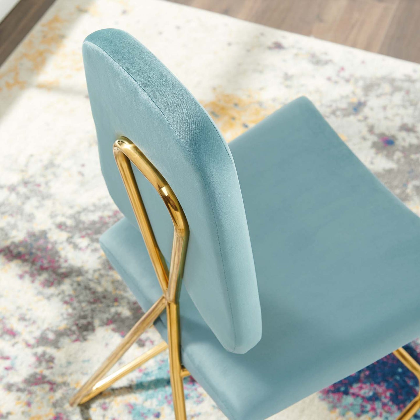 Ponder Performance Velvet Counter Stool, Velvet, Metal Steel, Blue, 18653
