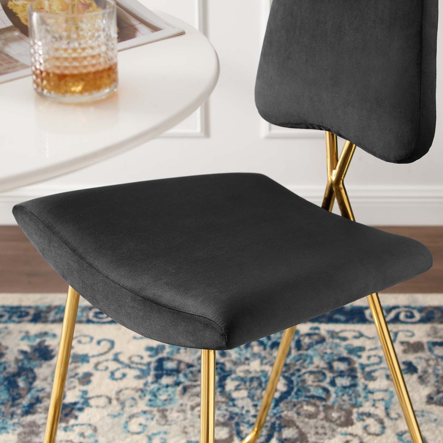 Ponder Performance Velvet Bar Stool, Velvet, Metal Steel, Black, 18654
