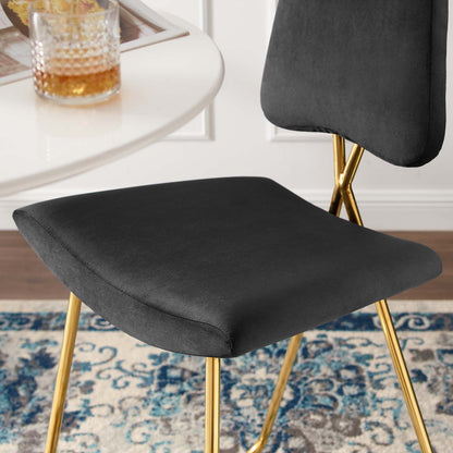 Ponder Performance Velvet Bar Stool, Velvet, Metal Steel, Black, 18654