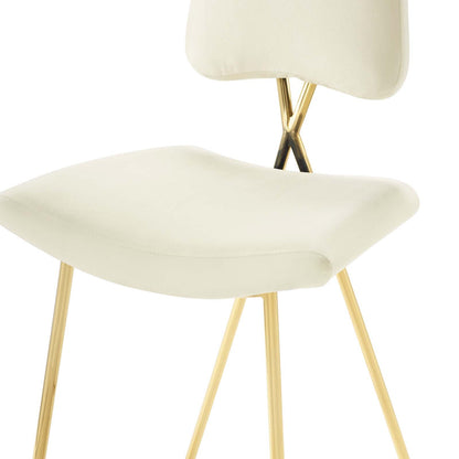 Ponder Performance Velvet Bar Stool, Velvet, Metal Steel, Ivory White, 18656