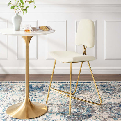 Ponder Performance Velvet Bar Stool, Velvet, Metal Steel, Ivory White, 18656