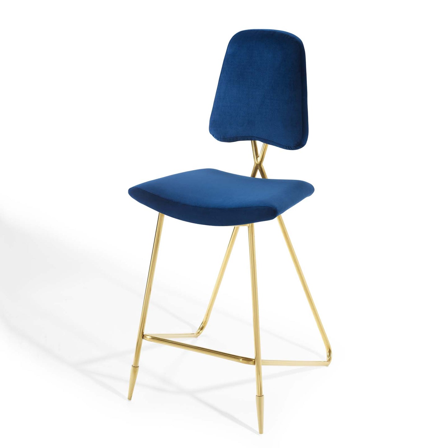 Ponder Performance Velvet Bar Stool, Velvet, Metal Steel, Blue Navy, 18657