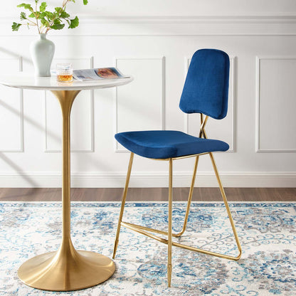 Ponder Performance Velvet Bar Stool, Velvet, Metal Steel, Blue Navy, 18657