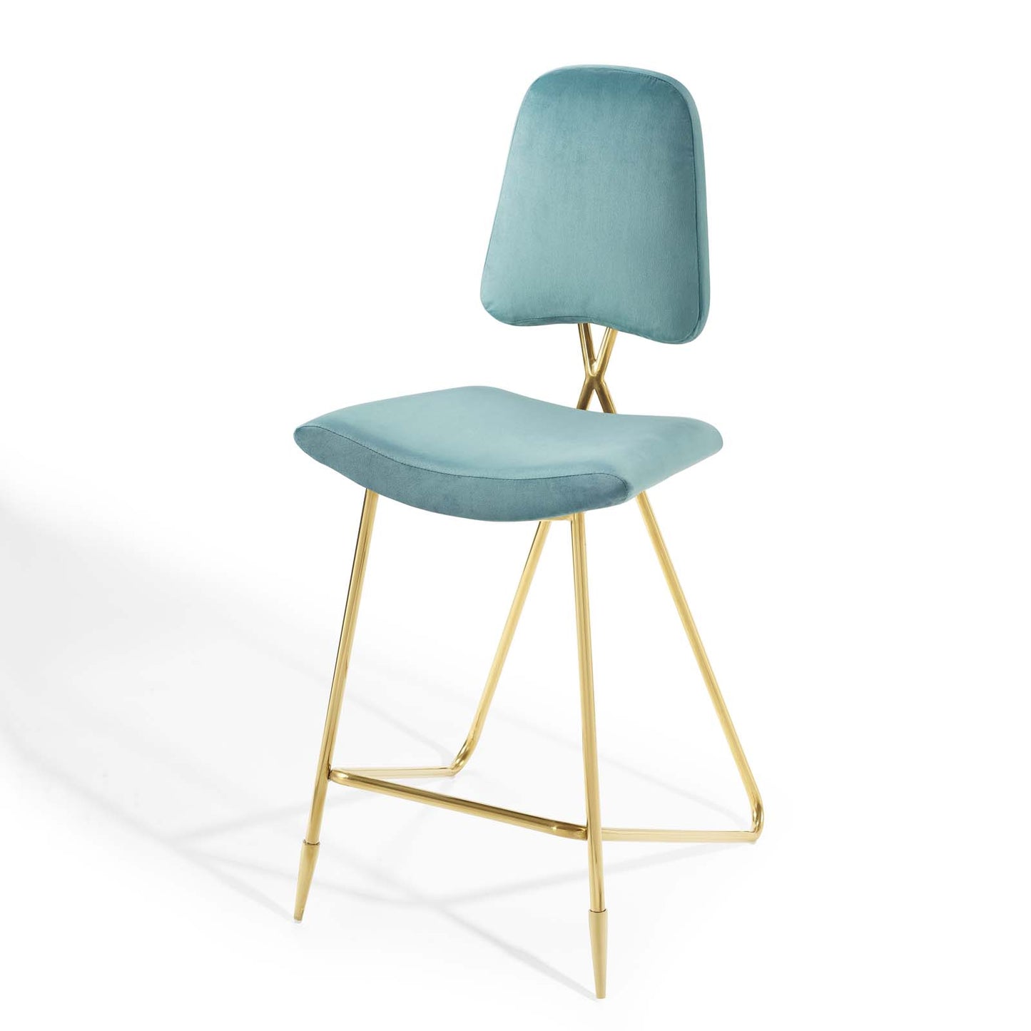 Ponder Performance Velvet Bar Stool, Velvet, Metal Steel, Blue, 18658