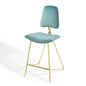 Ponder Performance Velvet Bar Stool, Velvet, Metal Steel, Blue, 18658