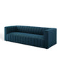 Reflection Channel Tufted Upholstered Fabric Sofa, Fabric, Navy Blue, 18659