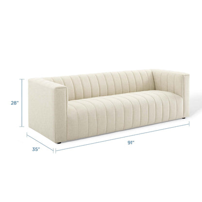 Reflection Channel Tufted Upholstered Fabric Sofa, Fabric, Beige, 18660