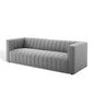 Reflection Channel Tufted Upholstered Fabric Sofa, Fabric, Light Grey Gray, 18662