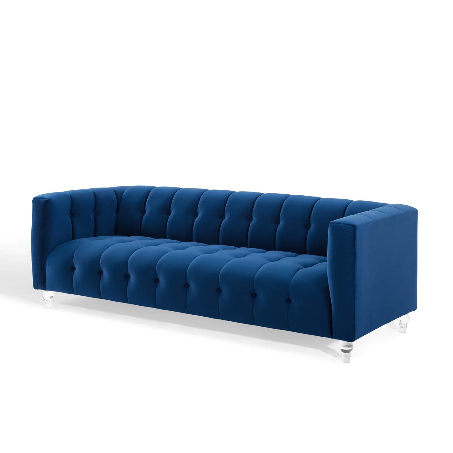 Mesmer Channel Tufted Button Performance Velvet Sofa, Velvet, Blue Navy, 18666