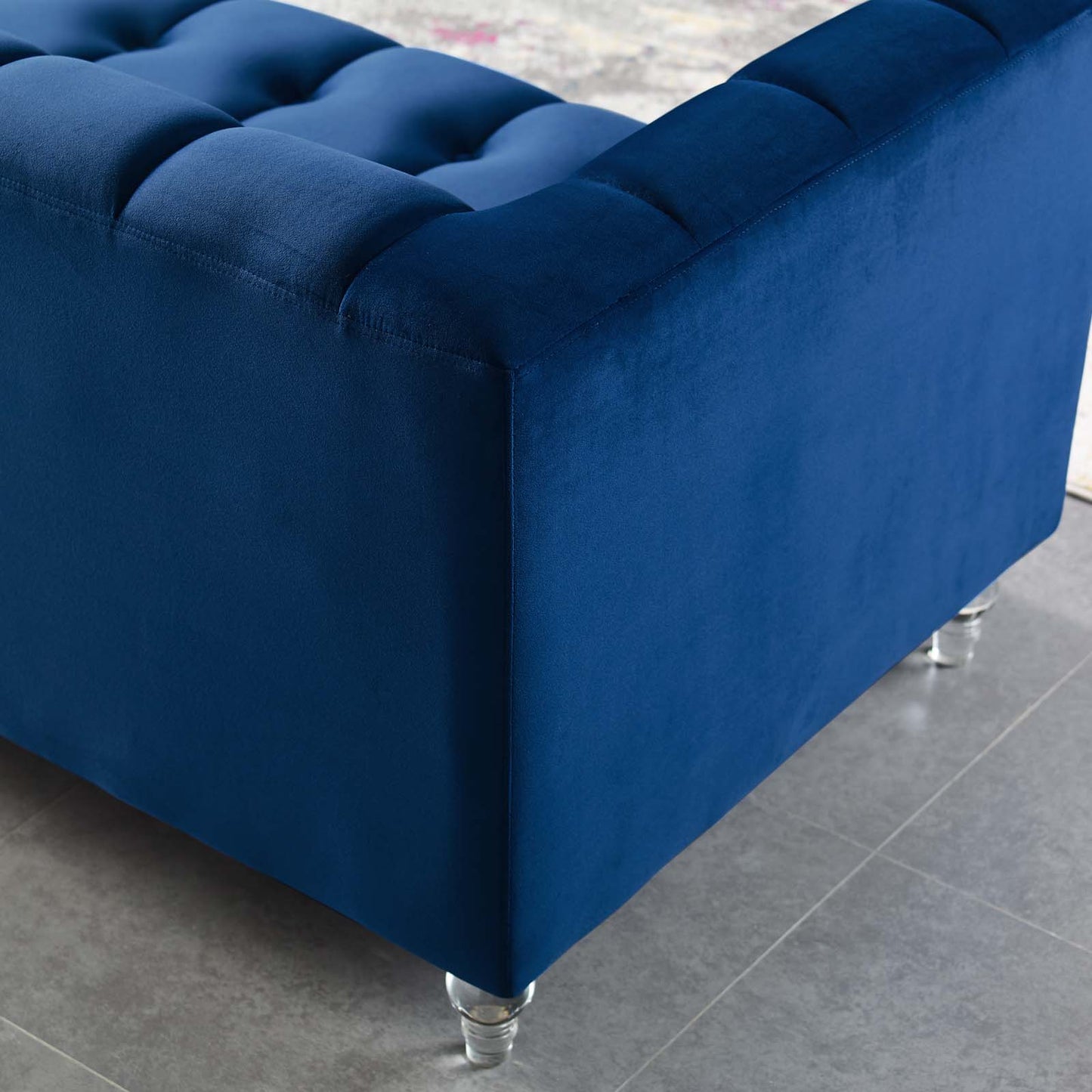 Mesmer Channel Tufted Button Performance Velvet Sofa, Velvet, Blue Navy, 18666