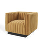 Conjure Channel Tufted Performance Velvet Accent Armchair, Velvet, Brown, 18671