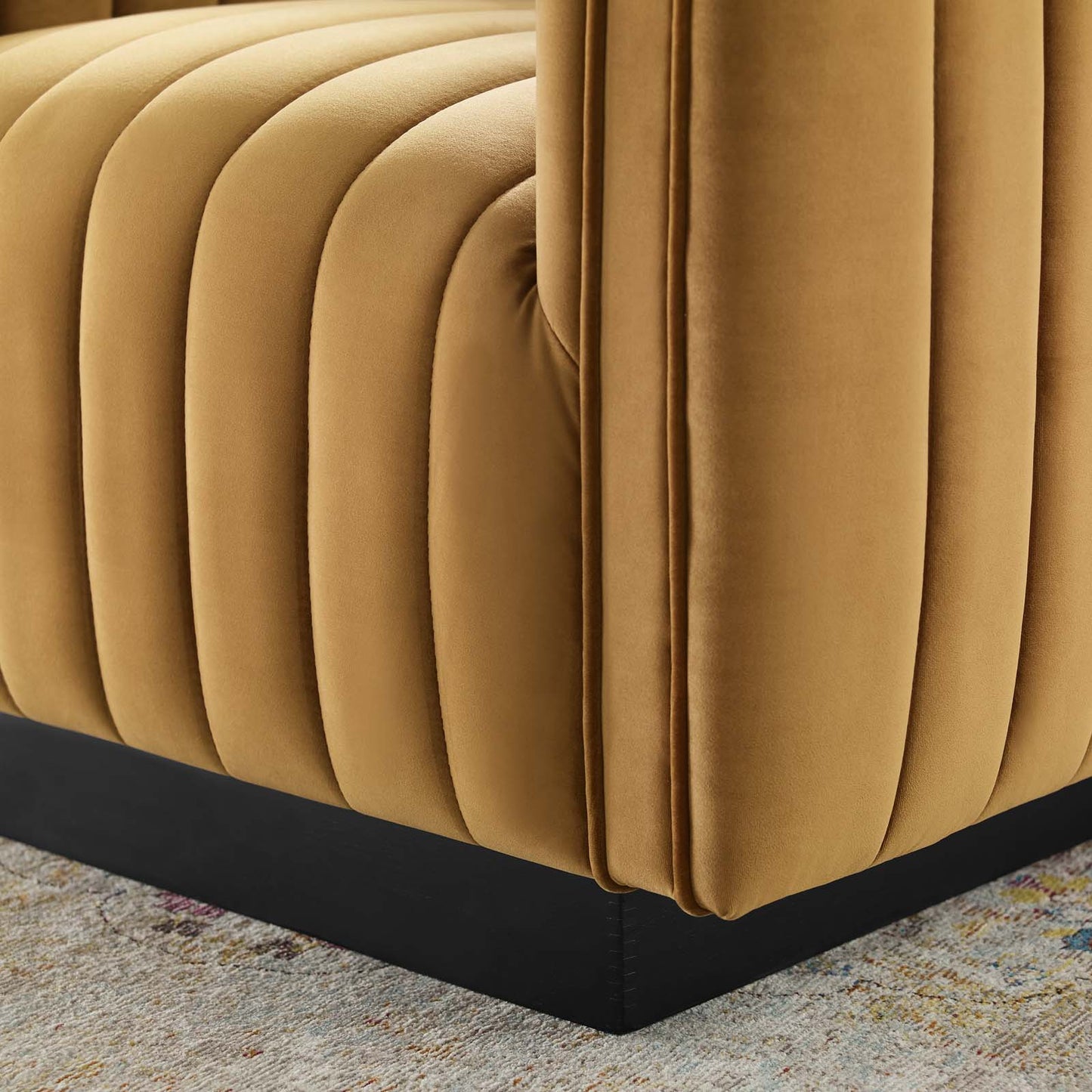 Conjure Channel Tufted Performance Velvet Accent Armchair, Velvet, Brown, 18671