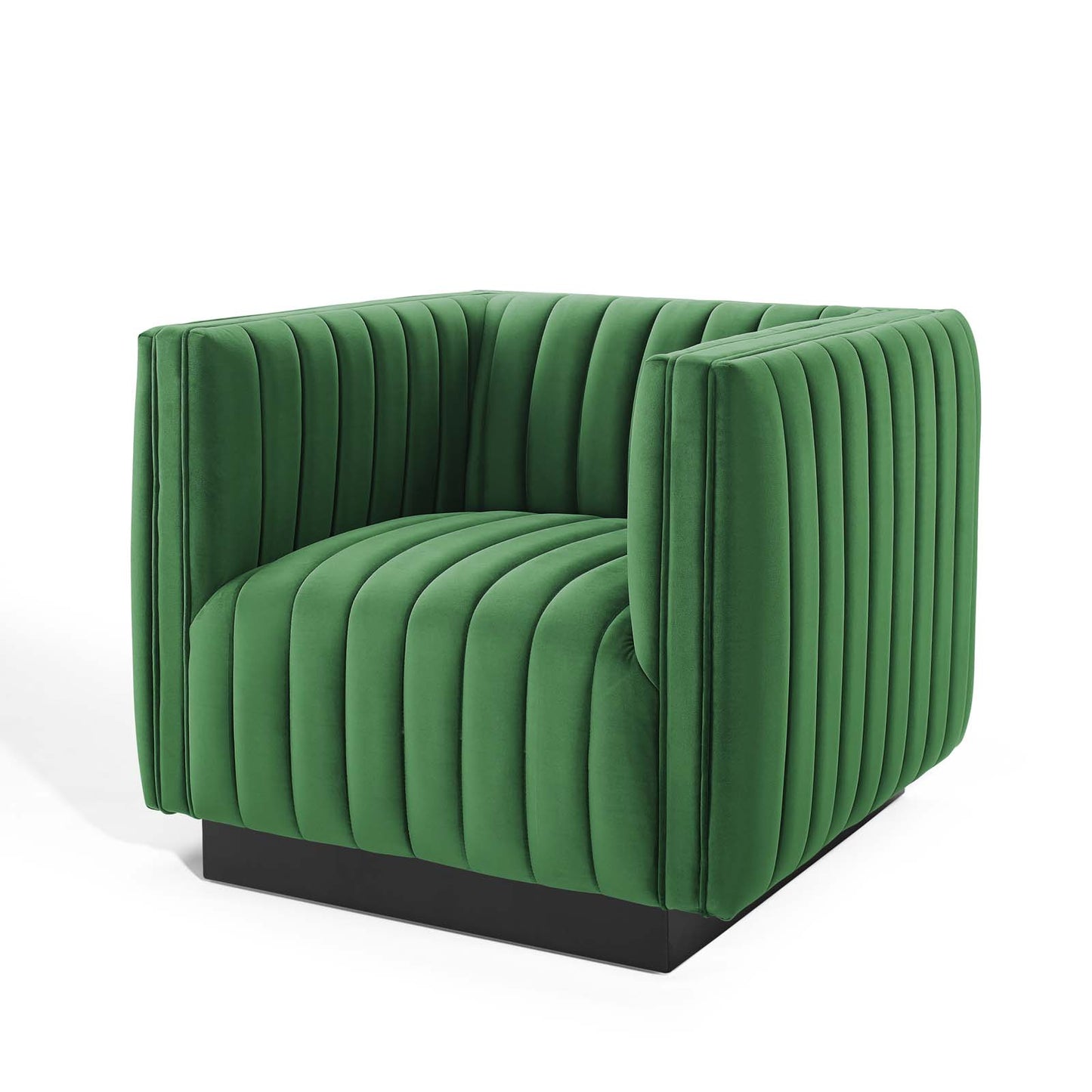 Conjure Channel Tufted Performance Velvet Accent Armchair, Velvet, Green, 18672