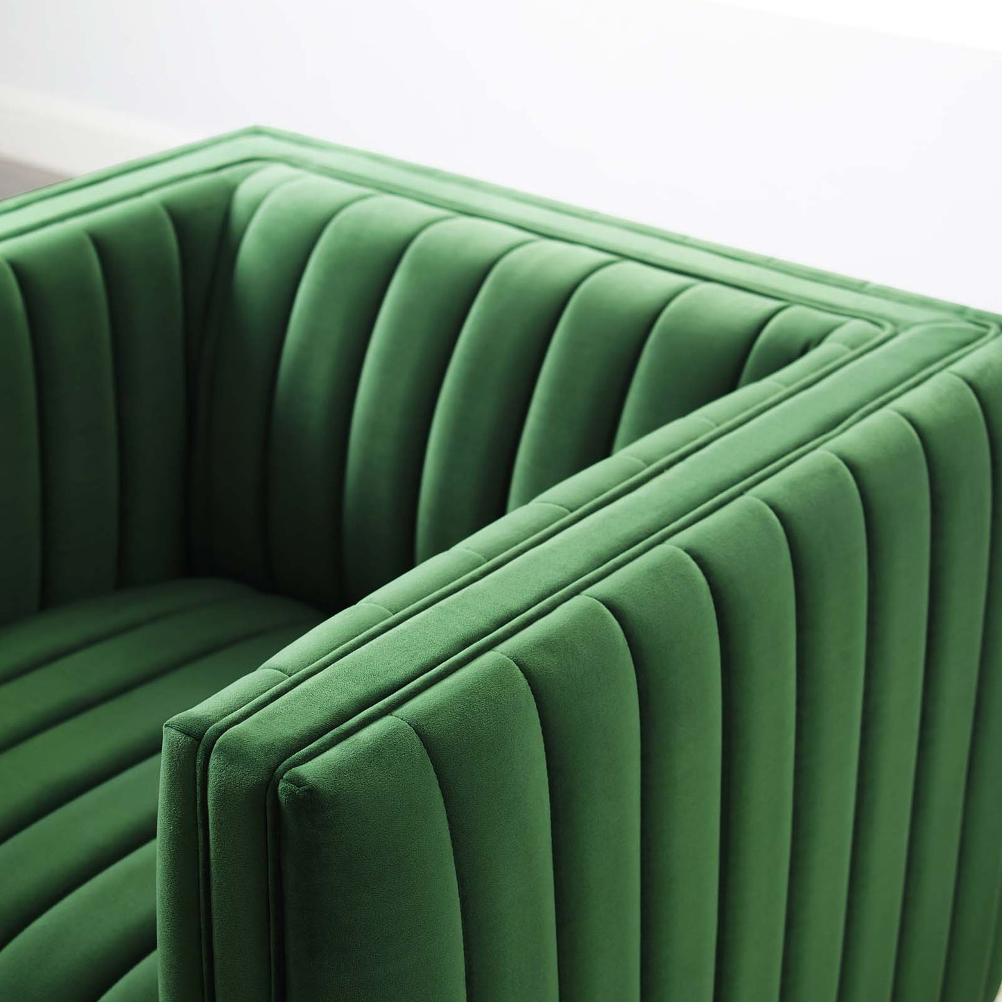 Conjure Channel Tufted Performance Velvet Accent Armchair, Velvet, Green, 18672