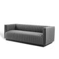 Conjure Channel Tufted Velvet Sofa, Velvet, Grey Gray, 18677