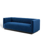 Conjure Channel Tufted Velvet Sofa, Velvet, Blue Navy, 18678