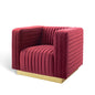 Charisma Channel Tufted Performance Velvet Accent Armchair, Velvet, Red, 18684