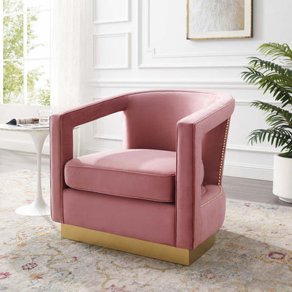 Frolick Performance Velvet Armchair, Velvet, Pink, 18687