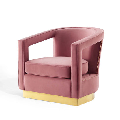 Frolick Performance Velvet Armchair, Velvet, Pink, 18687