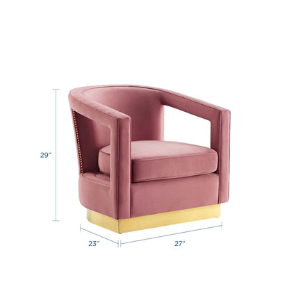 Frolick Performance Velvet Armchair, Velvet, Pink, 18687