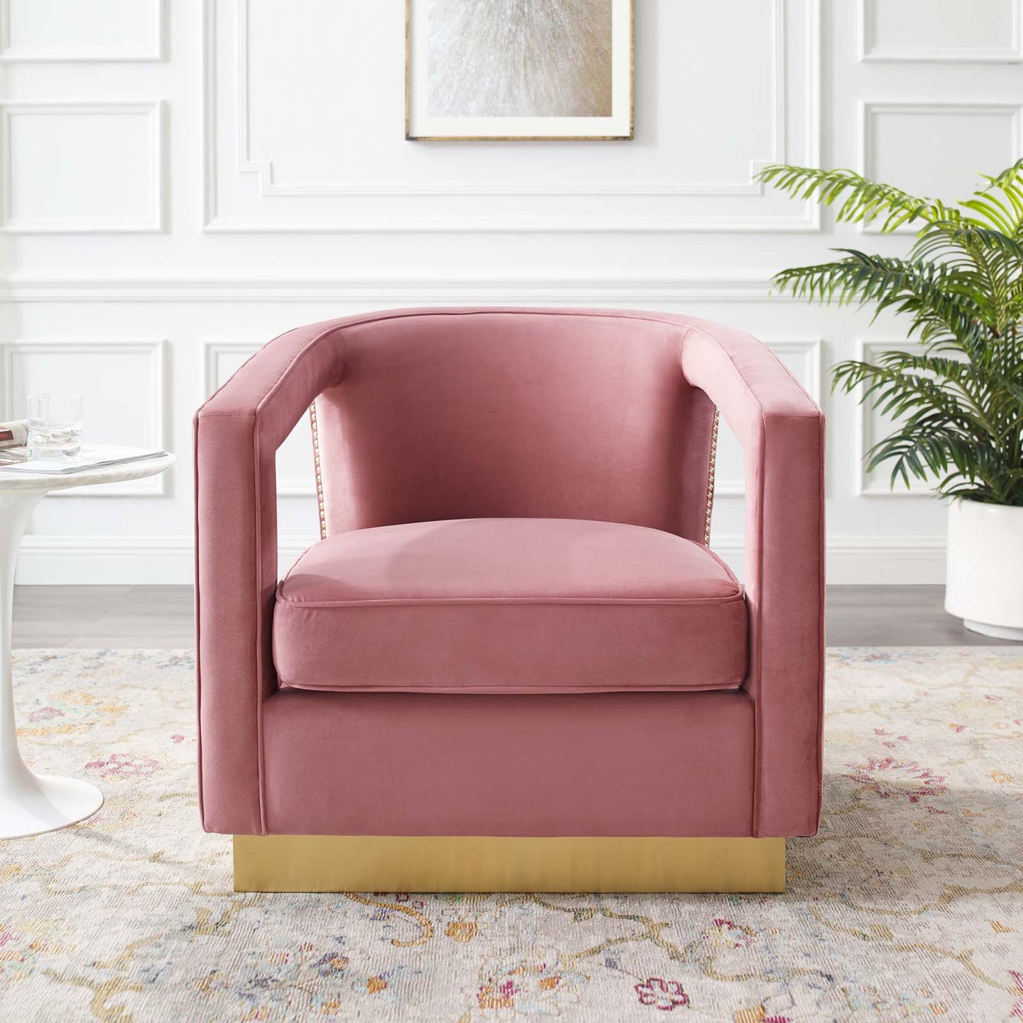Frolick Performance Velvet Armchair, Velvet, Pink, 18687