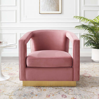 Frolick Performance Velvet Armchair, Velvet, Pink, 18687