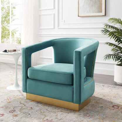 Frolick Performance Velvet Armchair, Velvet, Blue, 18689